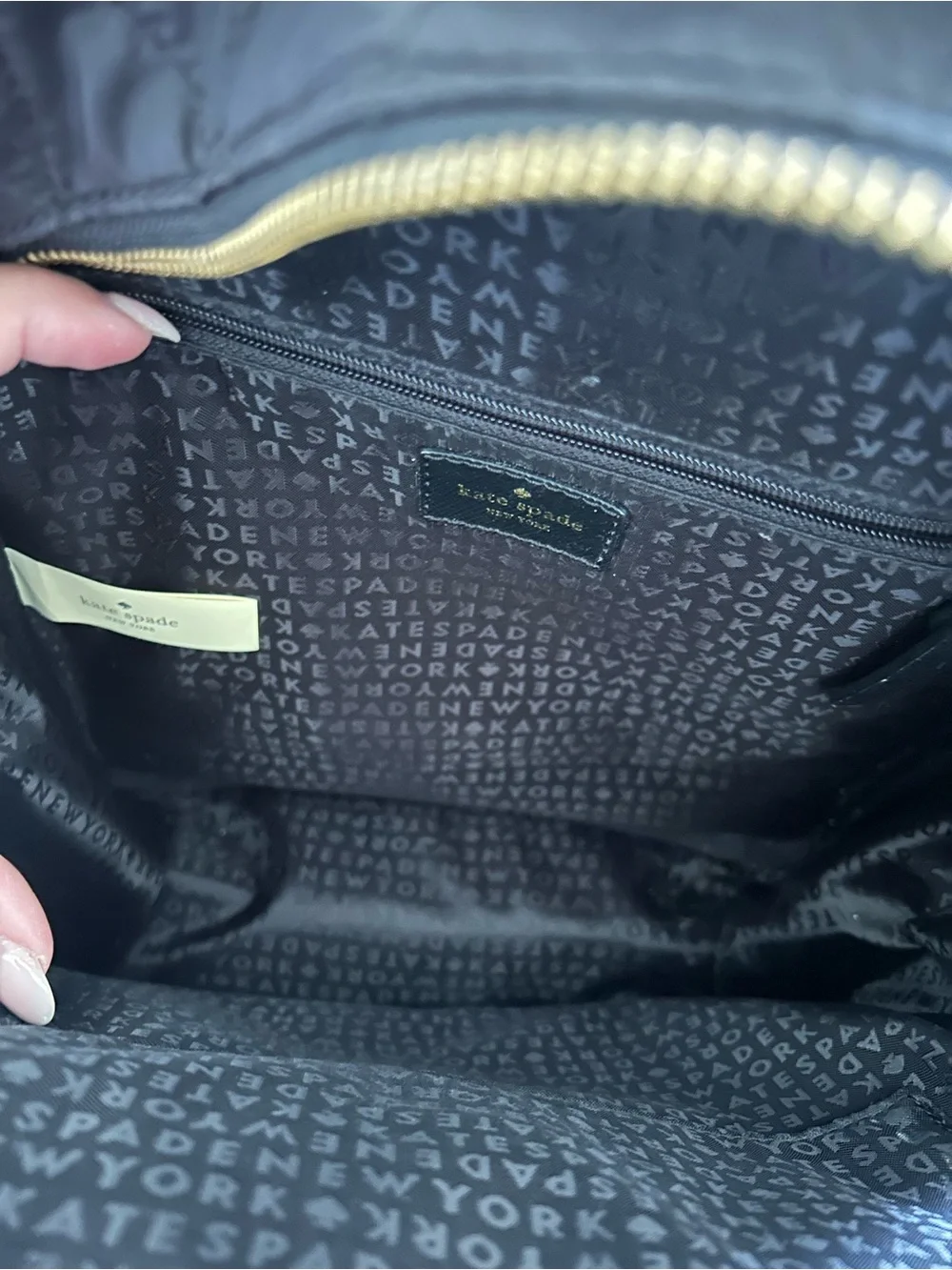 Kate Spade New York Black Quilted Nylon Mini Backpack Gold Hardware